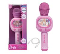 LEXIBOOK, Barbie Micrófono de Karaoke con Altavoz, USB-C | Micrófono de karaoke inalámbrico con altavoz, luces, 3 efectos de voz, Bluetooth y carga USB-C, MIC290BBLXB