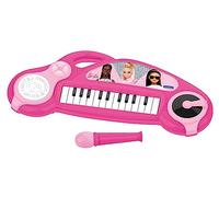 Lexibook, Barbie Piano Electrónico, K704BB | Efectos de luz, micrófono, altavoz integrado, reproductor DJ, melodías demo