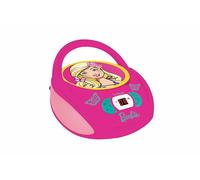 Lexibook- Barbie, Mattel-Reproductor Radio CD, Altavoz portatil, Toma Micro y Aux-in RCD108BB Lector, Entrada para micrófono, AC o Funciona con batería, Rosa, Color