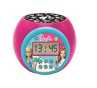 Lexibook Reloj despertador con proyector Barbie con función de repetición y alarma, luz nocturna con temporizador, pantalla LCD, batería, rosado