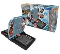 LEXIBOOK Batalla Naval parlante (Francés, Alemán, Italiano, Holandés), Juego de Mesa electrónico para 1 o 2 Jugadores, Interactivo, Efectos de luz y Sonido, Estrategia, a Pilas, Gris/Negro, GT2800LXB