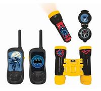 LEXIBOOK Batman - Juego Completo de Aventuras para Niños - Walkie-Talkies, Prismáticos, brújula, Linterna, Negro/Amarillo, RPTW11BATLXB