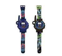 LEXIBOOK, Batman, Relojes Walkie-Talkie, 2 Piezas, Alcance hasta 200m, Linterna, Brújula, Recargable, Negro/Verde y Azul/Rojo, DMWTW1BATLXB