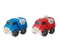 Lexibook, Bio Toys, Coche de Juguete parcialmente Hecho de Fibras de Trigo, Policía y Bombero para niños, Rojo/Azul, BIOC05