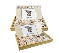 LEXIBOOK- Bio Toys Escuela De Palabras, Bilingüe Inglés/Español Madera, 50 Tarjetas, Alfabeto, Juego Educativo, 3+ años, EDU100i2, Multicolor
