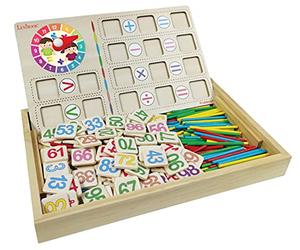 Lexibook, Bio Toys Math School, EDU200 | Caja de actividades de conteo en madera, juguete preescolar