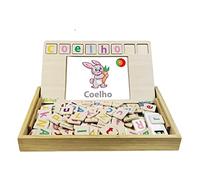 LEXIBOOK, Bio Toys Word School, EDU100i4 | Portugués/inglés, juego de madera, 50 tarjetas de palabras