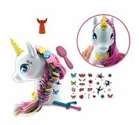 Lexibook, Cabezal peinador Interactivo Unicornio, Cabello Largo y Sedoso, Interactivo, Música y Accesorios mágicos, para niños Mayores de 3 años, Blanco/Rosa, SHUNI