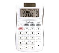 LEXIBOOK - Calculadora de Bolsillo de 8 Dígitos - Función básica y de Memoria - Teclas de Silicona Suave para Oficina, Escuela, hogar - Solar y baterías - Blanco/Gris - C208LXB