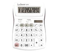 Lexibook, Calculadora de Escritorio de 10 dígitos con Pantalla Plegable, Funciones básicas y de Memoria, Teclas Grandes y Pantalla para Oficina, Escuela, hogar, Solar y Pilas, Blanco/Gris, C210