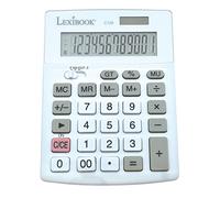 Lexibook, Calculadora de sobremesa de 12 dígitos con Pantalla LCD, 8 Funciones, Teclas Grandes, energía Solar y Pilas, Blanco/Gris, C129