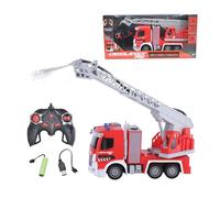 Lexibook, Crosslander® Pro, Camión de Bomberos RC, Camión de Bomberos teledirigido, Efectos Luminosos, pulveriza Agua, Escalera giratoria electrónica, Recargable, RCP20