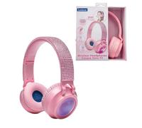 LEXIBOOK, Casco Luminoso Plegable Bluetooth® y con Cable, diseño 3D con Strass Rosas y limitación de Volumen, Rosa, HPBT015PK