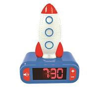 Lexibook Reloj despertador Cohete Lunar Pantalla LCD digital, Luz de noche 3D, Efectos sonoros Azul