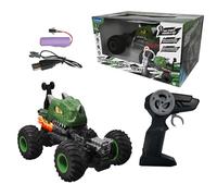 Lexibook Lexibook-RC59D, Crosslander Dino, Coche Dinosaurio teledirigido, hasta 10km/h, Acrobacias locas, cabeceo, giroscopio Integrado, Efectos de luz, Recargable, Color Verde (RC59D)