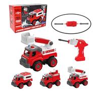 Lexibook, Crosslander® Fireman RC, Camión de Bomberos teledirigido para Montar, 3 construcciones posibles, 33 Piezas, Destornillador eléctrico y Manual incluidos, RCP25
