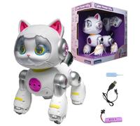 Lexibook, Cyber Power Chaton, Robot Vocal, Francés, KITTY05FRLXB | Orejas LED, sonidos, reacciones táctiles, chorro de agua sorpresa y control remoto para aventuras interactivas, blanco