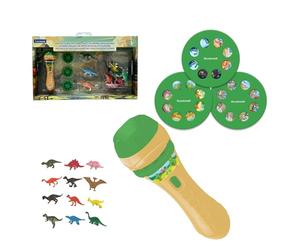 LEXIBOOK, Dinosaurio Proyector de Cuentos, LTC045Z | 3 cuentos, 24 imágenes, 12 figuritas de dinosaurios incluidas
