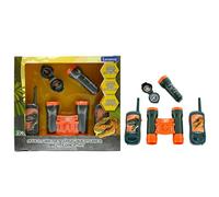 Lexibook, Dinosaurio, Set de Aventurero para Niños, Walkie-Talkies 120m, Binoculares, Brújula, Linterna, Gris/Naranja, RPTW12DINOLXB