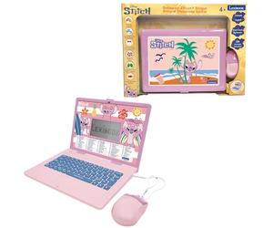 Lexibook, Disney Angel - Stitch, Ordenador portátil Educativo bilingüe francés-inglés, 124 Actividades Ludo-educativas, Pantalla Grande 5,1 x 9,7 cm, Teclado y ratón realistas, diseño Fino, JC598D1i1