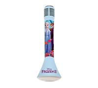 LEXIBOOK Disney Frozen 2-Micrófono Bluetooth con función de Modificador de Voz, Altavoz Karaoke Integrado Luminoso de 3W, Ranura Micro SD, Batería Recargable MIC210FZ, Color Azul