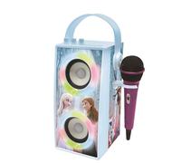 LEXIBOOK Disney Frozen - Altavoz portátil Bluetooth con luz y micrófono, Efectos de luz, Karaoke, inalámbrico, USB, Tarjeta SD, batería Recargable, Azul/púrpura, BTP180FZZLXB
