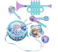 Lexibook Disney Frozen Elsa Anna-Juego de música, 7 Instrumentos Musicales (Tambor, Maracas, Castanet, armónica, Flauta Dulce, Trompeta, pandereta), Juguete cómodo de Llevar, Azul y Morado (K360FZ)