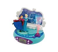LEXIBOOK Disney Frozen Elsa Reloj proyector, luz de Noche, proyecten la Hora en el Techo, Efectos de Sonido, con Pilas, Azul/Blanco, RP500FZ