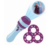 LEXIBOOK, Disney Frozen, Proyector de Cuentos, Linterna y proyector con 3 Discos, 24 imágenes, CREA Tus Propios Cuentos, Azul/Morado, LTC050FZ