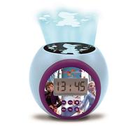 LEXIBOOK - Disney Frozen Reloj Despertador con proyector Anna Elsa con función de repetición y Alarma, luz Nocturna con Temporizador, Pantalla LCD, batería, Azul/púrpura, RL977FZLXB