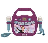 LEXIBOOK - Disney Frozen - Reproductor de música de Karaoke portátil para niños - Micrófonos, Efectos de luz, Bluetooth, Grabación y Cambio de Voz, Baterías Recargables, Púrpura, MP320FZZLXB
