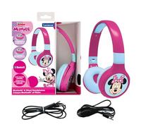 LEXIBOOK - Disney Junior Minnie - Auriculares Bluetooth y con Cable 2 en 1 con micrófono y botón de Control, batería Recargable de Larga duración - HPBT010MNLXB