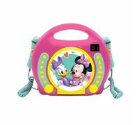 LEXIBOOK Disney Junior Minnie Mouse Reproductor CD con 2 micrófonos Integrados, Función de programación, Toma de Auriculares, para niños, AC o Funciona con batería, Rosa/Azul, RCDK100MNLXB
