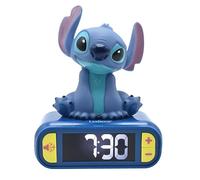 LEXIBOOK, Disney, Luz Nocturna de Stitch Despertador, Sonidos y melodías, Pantalla LCD retroiluminada, Luminoso, Snooze, Azul (RL800D)