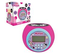 LEXIBOOK, Disney Minnie, Despertador-proyector con Alarma y función Snooze, luz Nocturna con Temporizador, Pantalla LCD, Funciona con Pilas, Rosa, RL977MNLXB