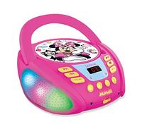 Lexibook, Disney Minnie, Reproductor de CD Bluetooth, Portátil, Efectos de luz Multicolor, Toma de micrófono, Toma Auxiliar, Funciona con Corriente alterna o con Pilas, Rosa, RCD109MN