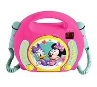 Lexibook, Disney Minnie, Reproductor de CD portátil con micrófonos, Reproductor de música, Repetición y programación, Karaoke, Toma de auriculares, Rosa, RCDK100MN