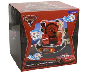 LEXIBOOK Disney Pixar Cars 3 Rayo Mcqueen Reloj proyector, Luz de Noche incorporada, proyección de Tiempo en el Techo, Efectos de Sonido, Funciona con batería, Rojo/Negro, RP500DC