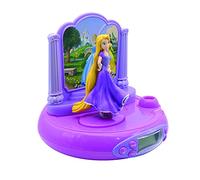 LEXIBOOK Disney Princesa Rapunzel Radio Reloj proyector, Luz de Noche incorporada, proyección de Tiempo en el Techo, Efectos de Sonido, Funciona con batería, Rosa/Púrpura, RP515DPLXB