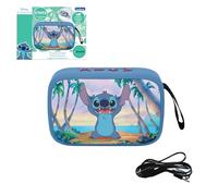 Lexibook, Disney Stitch, Altavoz Bluetooth portátil, inalámbrico, USB-C, Tarjeta SD/TF, batería Recargable, Azul, BT018D