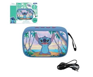 LEXIBOOK, Disney Stitch, Altavoz Bluetooth portátil, inalámbrico, USB-C, Tarjeta SD/TF, batería Recargable, Azul, BT018D