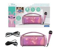 Lexibook, Disney Stitch, Altavoz inalámbrico brillante Angel con micrófono, Sonido estéreo, Función karaoke, Puertos USB y para tarjetas SD, Batería recargable, Asa de transporte, Rosa, BTP585D1Z