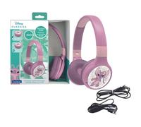 LEXIBOOK, Disney Stitch, Angel Auriculares 2 en 1 Bluetooth y con Cable con micrófono y Botones de Control, Plegables y Ajustables, Batería Recargable de Larga duración, Rosa, HPBT010D1LXB