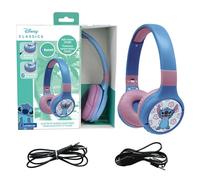 LEXIBOOK - Disney Stitch - Auriculares 2 en 1 Bluetooth y con Cable con micrófono y botón de Control, Plegables y Ajustables, batería Recargable de Larga duración, HPBT010DLXB