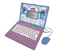 LEXIBOOK, Disney Stitch, computadora educativa bilingüe alemán/inglés, juguete para niños con 124 idiomas, escritura, matemáticas, lógica, actividades musicales y juegos, morado/azul, JC598Di3