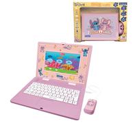 Lexibook, Disney Stitch, Computadora educativa bilingüe Franca/Inglés Ángel, 180 Actividades con Pantalla a Color de 7", Rosa, JC899D1i1