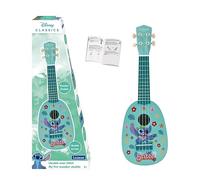 LEXIBOOK, Disney Stitch, Mi Primer Ukelele de Madera, 4 Cuerdas de Nylon, 53 cm, guía incluida, Azul, K230DLXB