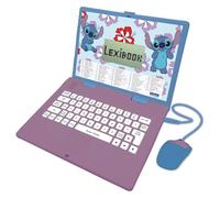 Lexibook, Disney Stitch, Ordenador Educativo bilingüe en inglés/español, 124 Actividades de lenguaje, Escritura, matemáticas, lógica, música y Juegos, para niños y niñas, JC598Di2