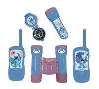 LEXIBOOK Set de aventura Disney Stitch con 2 walkie-talkies de hasta 120 m, prismáticos, linterna y brújula