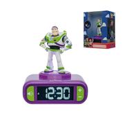 LEXIBOOK, Disney Toy Story Buzz Lightyear, Despertador Digital, Figura de Luz Nocturna 3D, Efectos de Sonido, Pantalla LCD Retroiluminada, Función de Repetición de Alarma, Morado y Verde, RL800TS